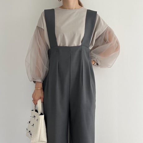 《AMIE original》タックパンツサロペット / gray