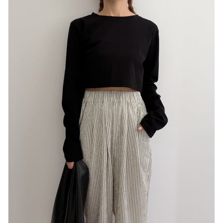 《AMIE original》basic cropped long tee / black