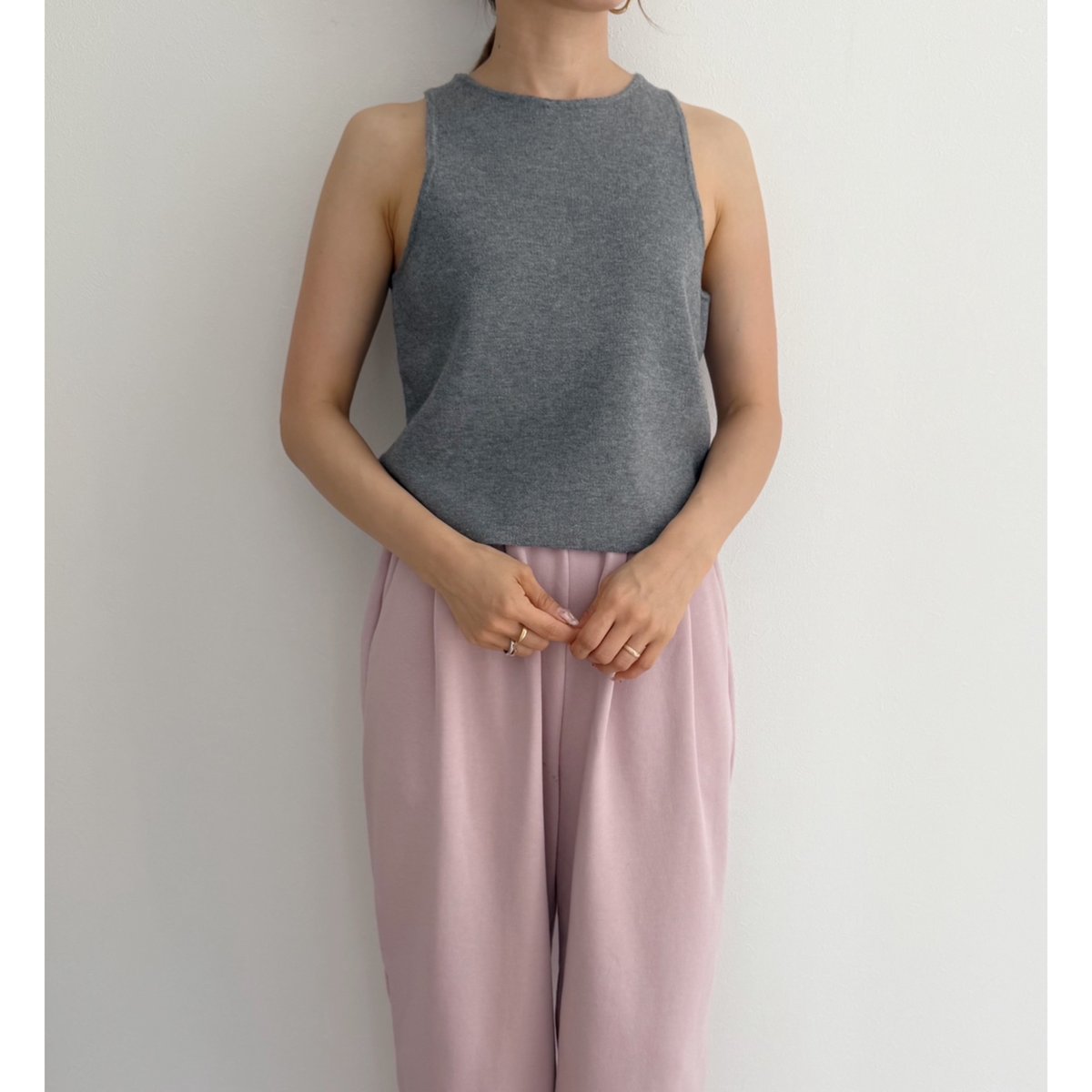 ▼△ Amihページ△▼ PBTタンクxメランジVネックPOセット / charcoal | AMIE