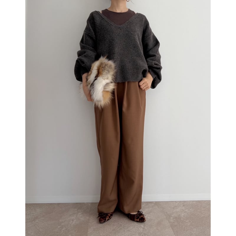 AMIE original》ウエストゴムtuckワイドPT / brown | AMIE