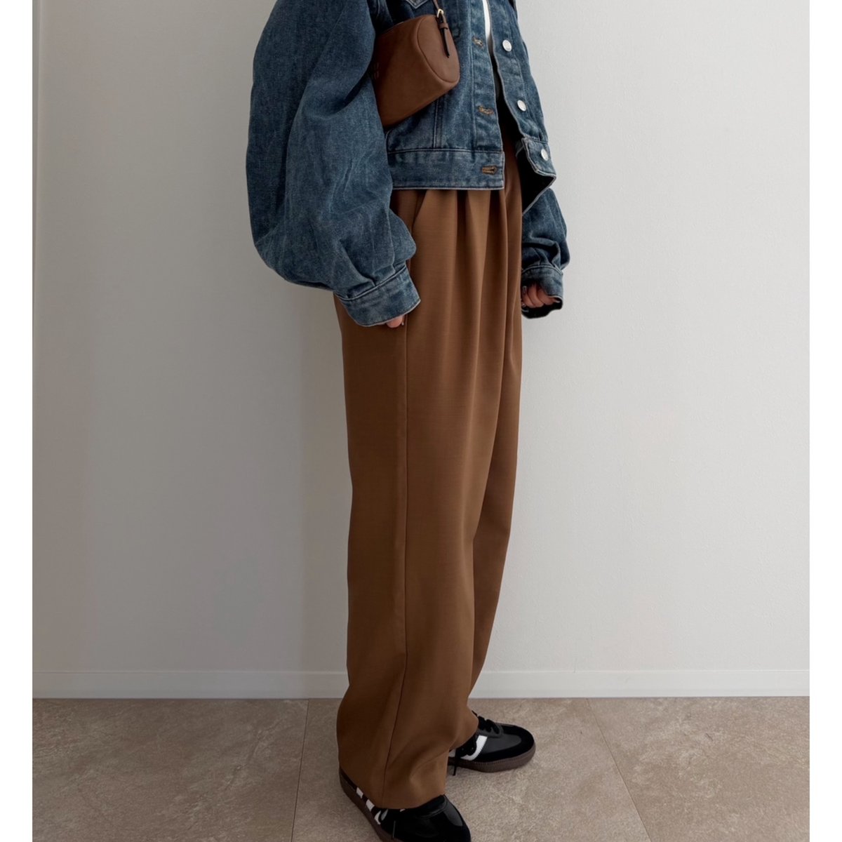 AMIE original》ウエストゴムtuckワイドPT / brown | AMIE