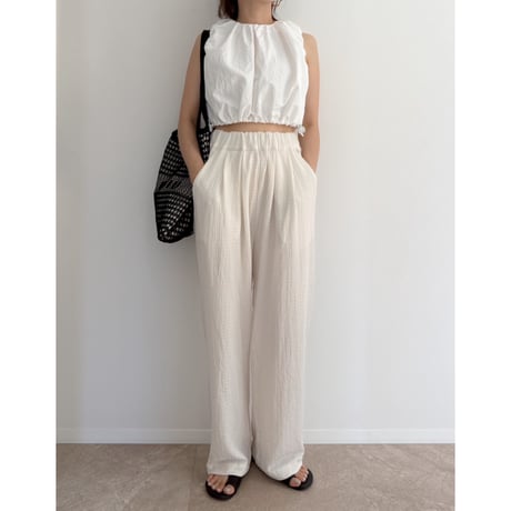 【残りわずか】バルーンノースリーブtops /white