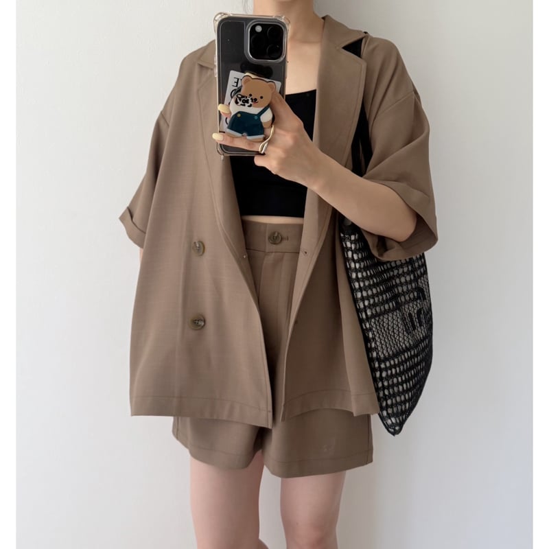 【おむすびページ】フレンチlinen＊オーカー系＊ラバリジャケット 残りわずか】《AMIE original》とろみ素材ジャケット | AMIE