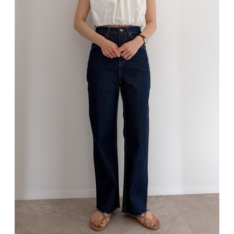 AMIE original ハイウエストストレートデニム Sサイズ 残りわずか】《AMIE original》切りっぱなしハイウエストストレート