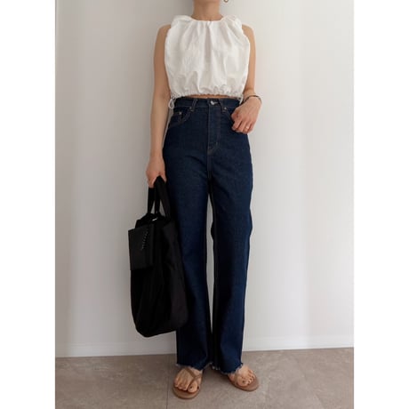 【残りわずか】《AMIE original》切りっぱなしハイウエストストレートdenim / indigo