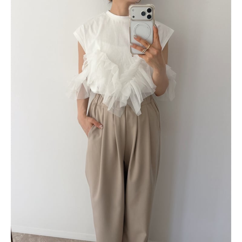 2way Tulle Frill Tops / white | AMIE