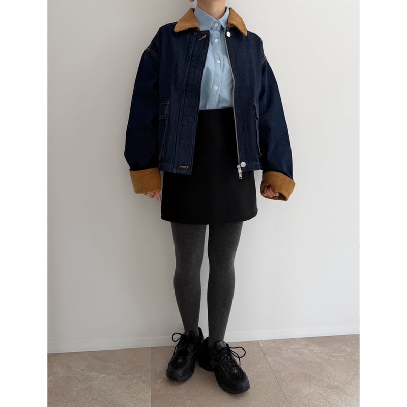 コーデュロイ襟デニムジャケット | AMIE