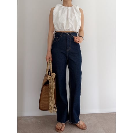 【残りわずか】《AMIE original》切りっぱなしハイウエストストレートdenim / indigo
