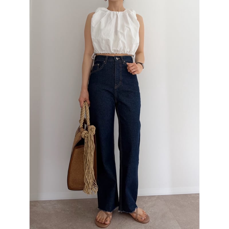 残りわずか】《AMIE original》切りっぱなしハイウエストストレート