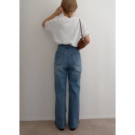 【残りわずか】《AMIE original》切りっぱなしハイウエストストレートdenim