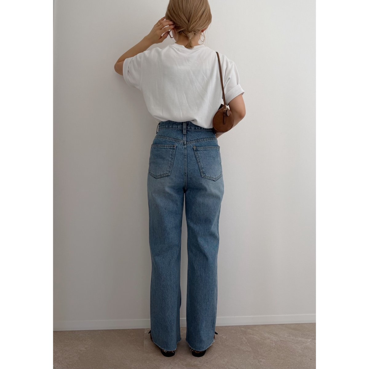 12/24迄5%off】《AMIE original》ハイウエストストレートdenim |