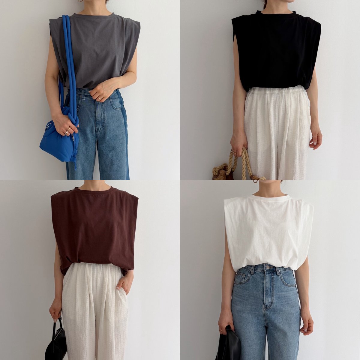 Shoulder Tuck Sleeveless Tops / black | AMIE