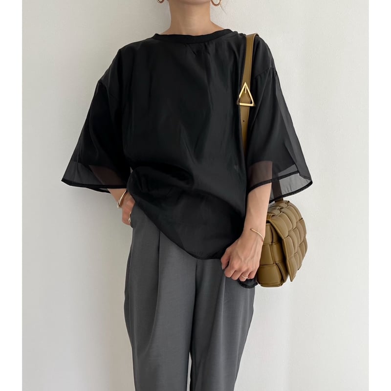 残りわずか】《AMIE original》カーブtuck pants / Charcoal