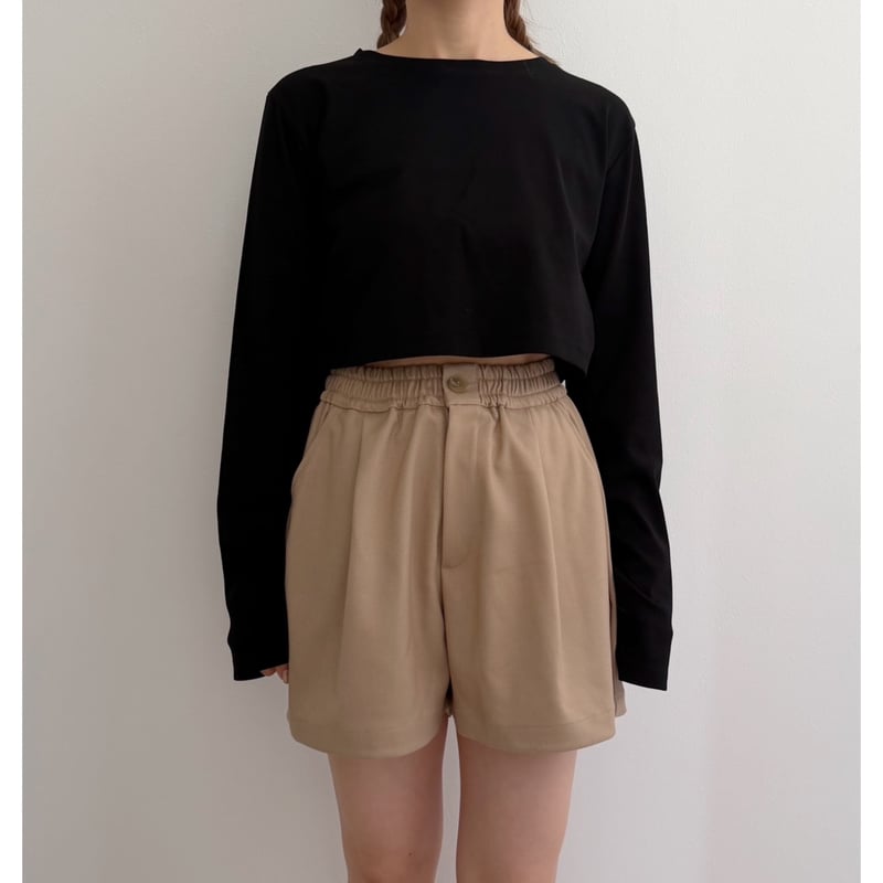 トップス amy sama AMIE original》basic cropped long tee / black |