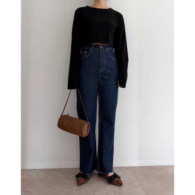 残りわずか】《AMIE original》切りっぱなしハイウエストストレート