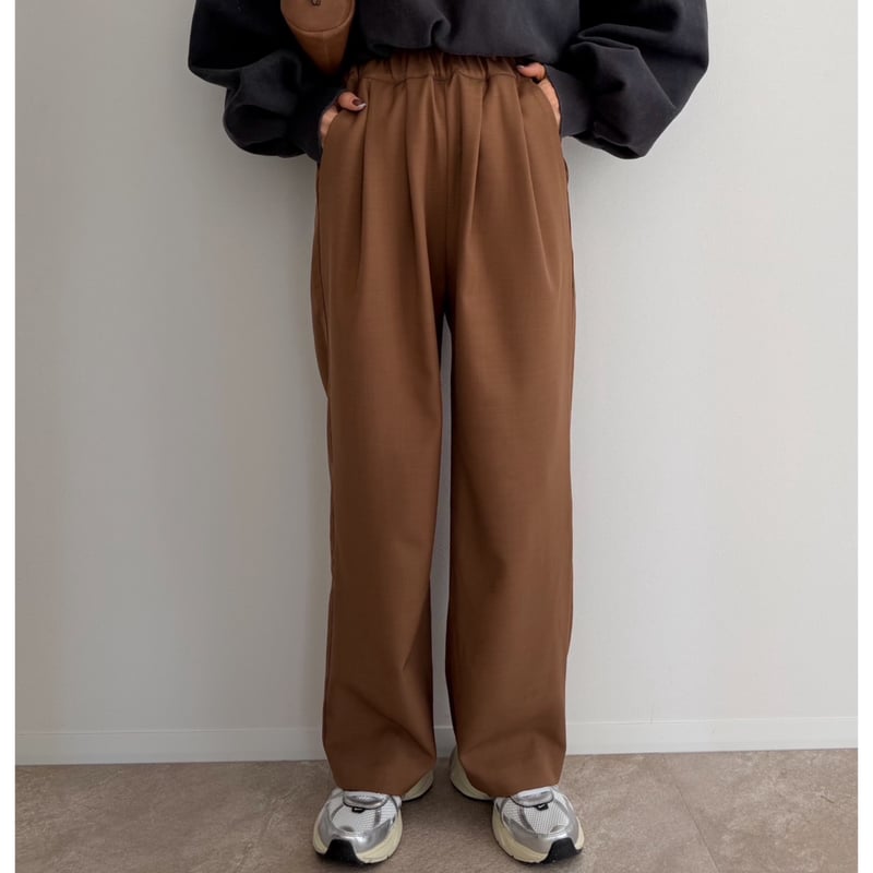 AMIE original》ウエストゴムtuckワイドPT / brown | AMIE
