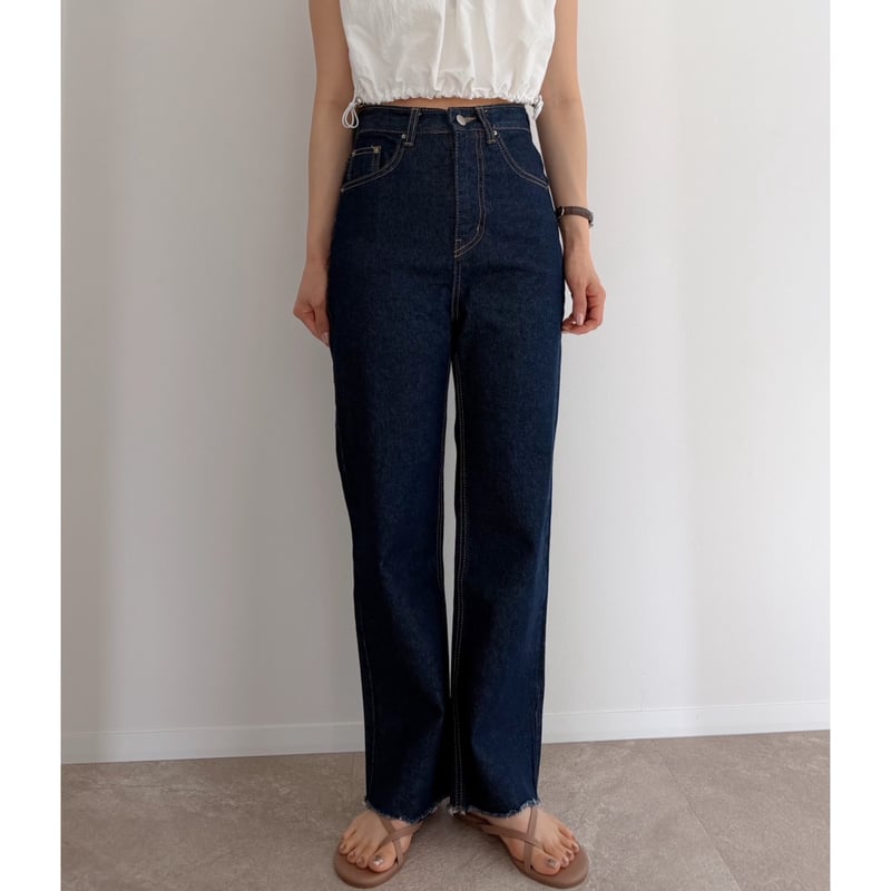 残りわずか】《AMIE original》切りっぱなしハイウエストストレート