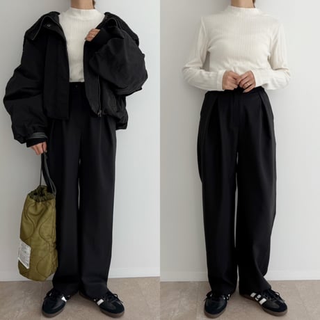 【残りわずか】《AMIE original》 カーブtuck pants / black