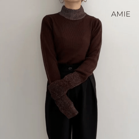 AMIE カーブ pants brown 低身長 リエディ Re:EDIT [新色追加][低身長/高身長/大きいサイズ有]ソフト