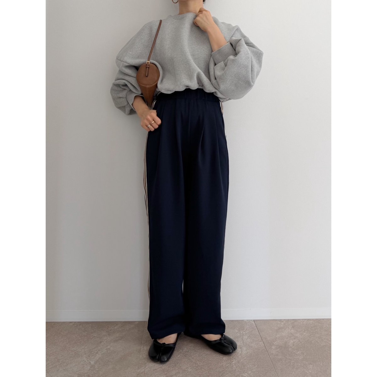 AMIE original》ウエストtuck入りサイドラインジャージpants / navy