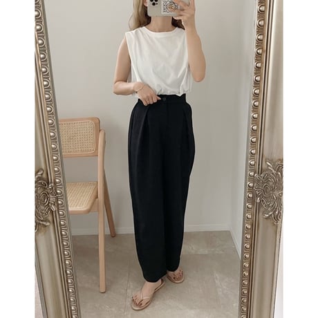 【残りわずか】《AMIE original》 カーブtuck pants / black