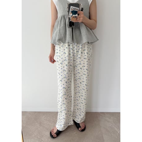 《AMIE original》花柄ワッフルpants / ivory