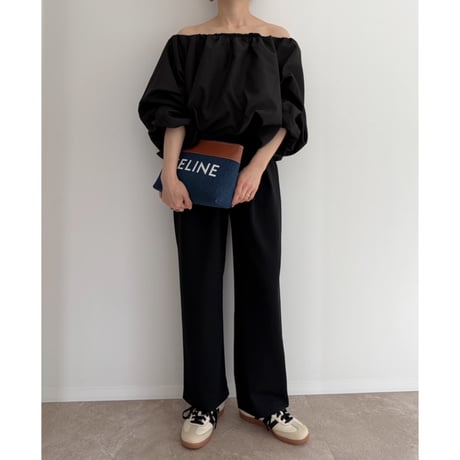 【残りわずか】《AMIE original》 カーブtuck pants / black
