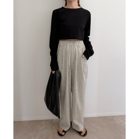 《AMIE original》basic cropped long tee / black