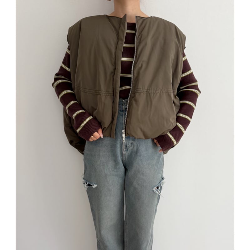 マットタフタファイバーダウンベスト / olive | AMIE