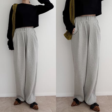 AMIE original tuckスウェットワイドPT gray 残りわずか】《AMIE original》tuckスウェットワイドPT / gray