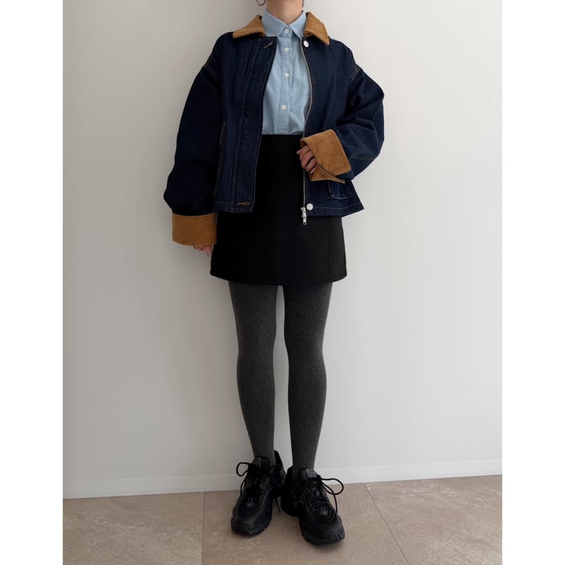 コーデュロイ襟デニムジャケット | AMIE