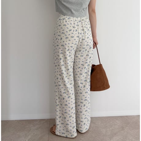 《AMIE original》花柄ワッフルpants / ivory