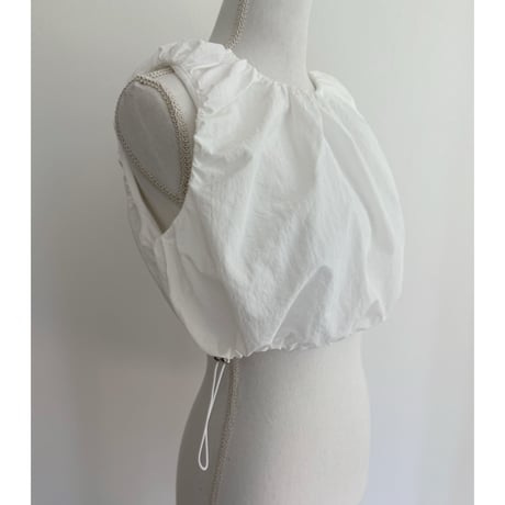 【残りわずか】バルーンノースリーブtops /white