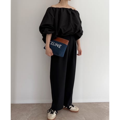 【残りわずか】《AMIE original》 カーブtuck pants / black