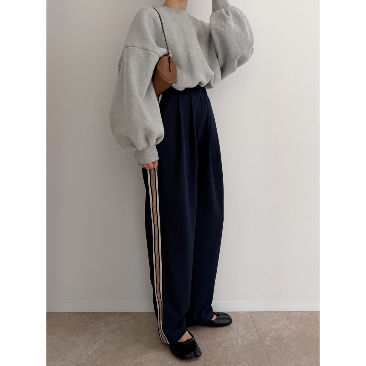 AMIE original》ウエストtuck入りサイドラインジャージpants / navy