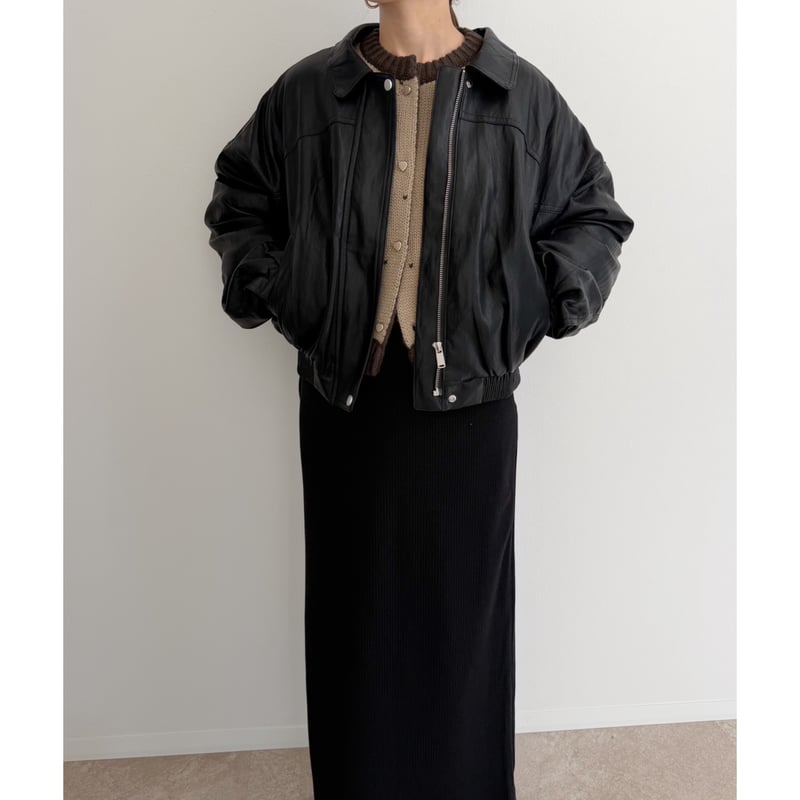 柔らかレザージャケット / black | AMIE