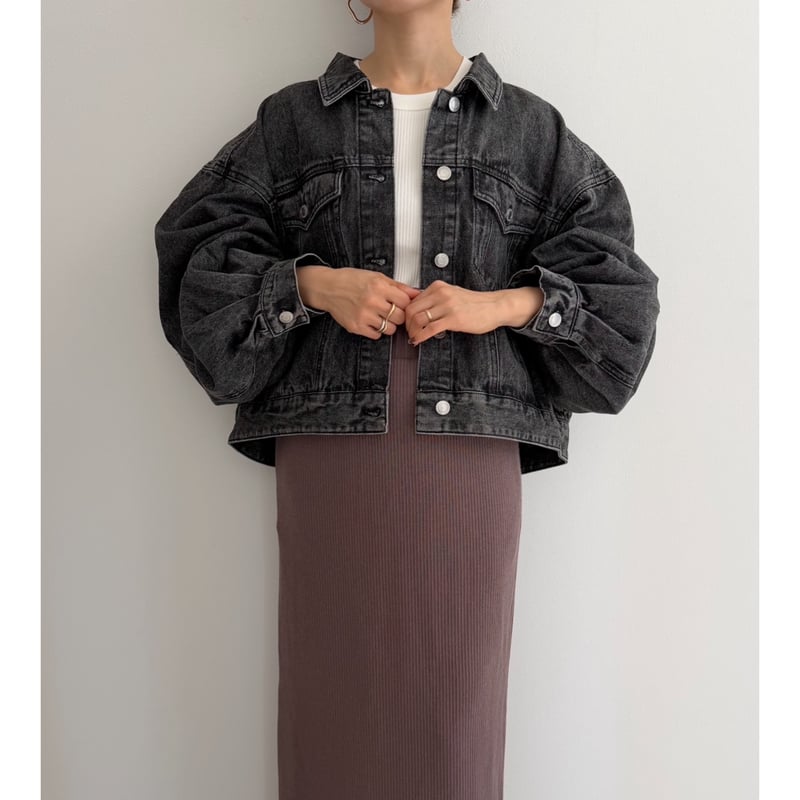 デニムショートジャケット / black | AMIE