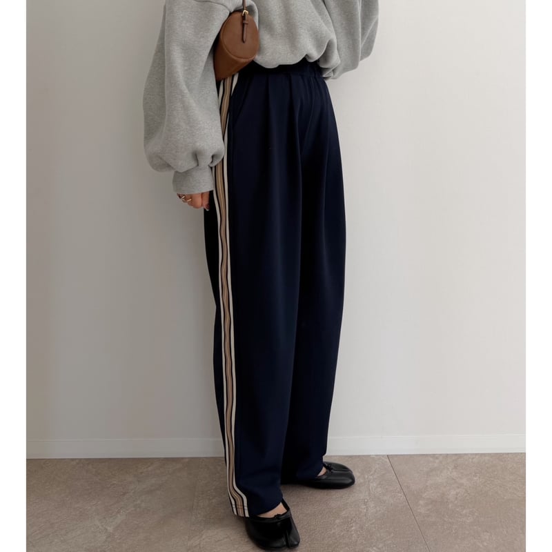 AMIE original》ウエストtuck入りサイドラインジャージpants / navy