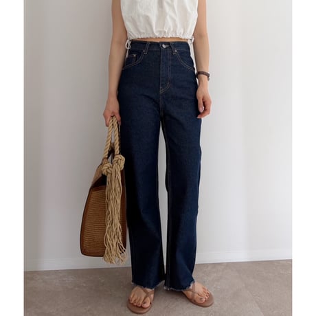 【残りわずか】《AMIE original》切りっぱなしハイウエストストレートdenim / indigo