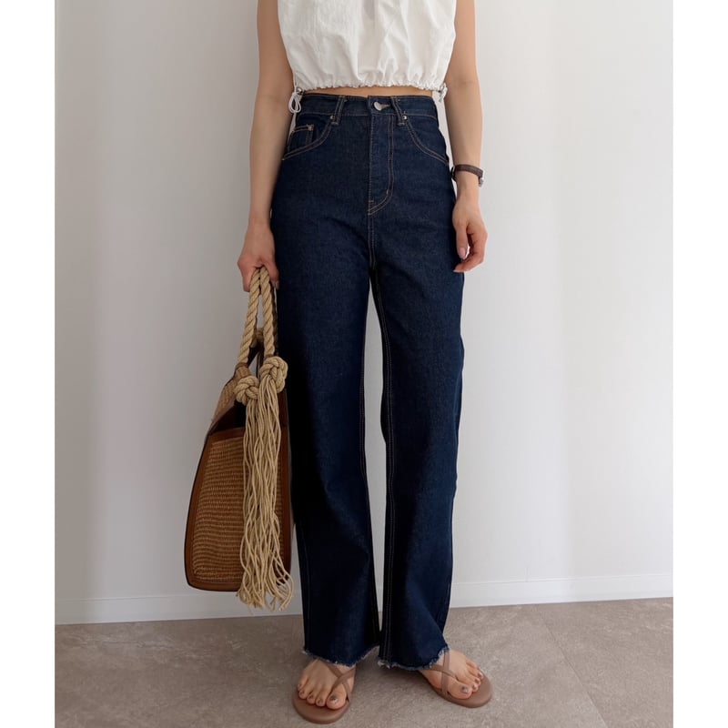 残りわずか】《AMIE original》切りっぱなしハイウエストストレート
