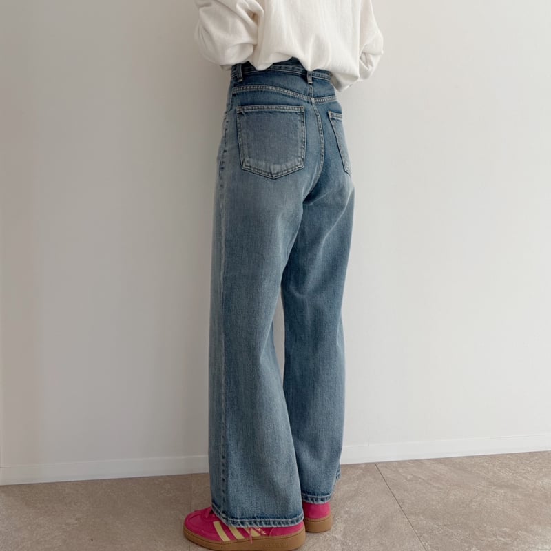 低身長サイズ】AMIE ハイウエストワイドストレートデニム Sサイズ
