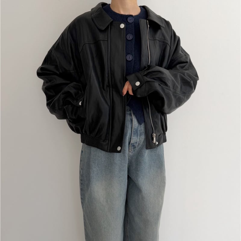 柔らかレザージャケット / black | AMIE