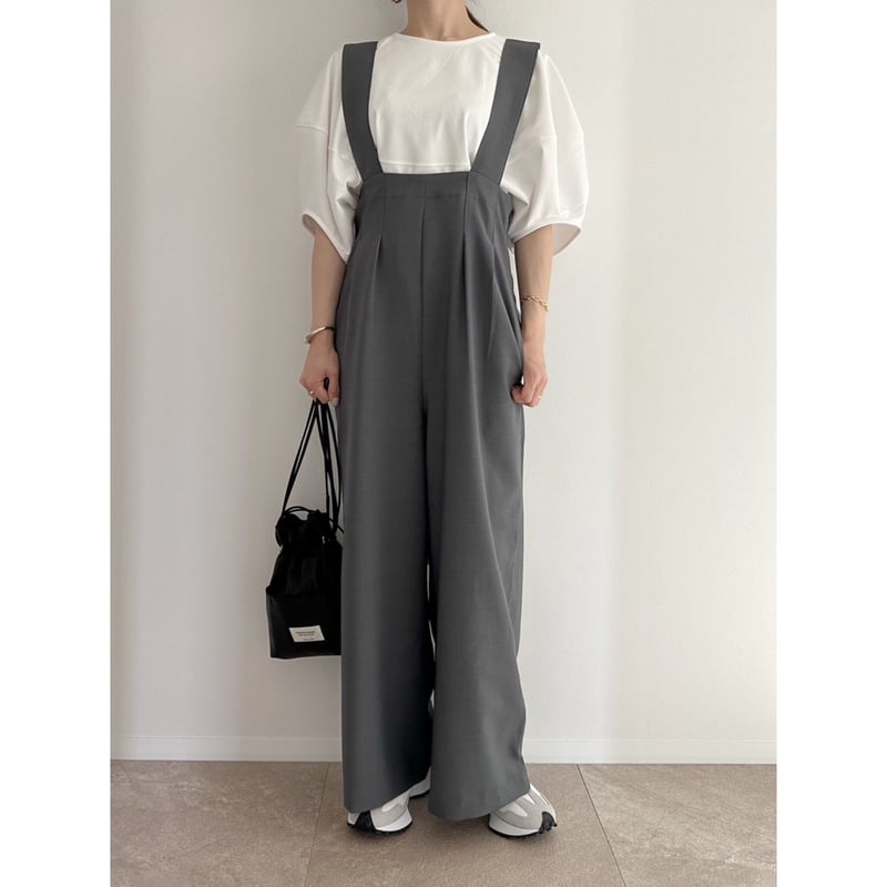 タイムセール❗️新品タグ付き　UNTITLED サロペット グレー 残りわずか】《AMIE original》タックパンツサロペット / gray | AMIE