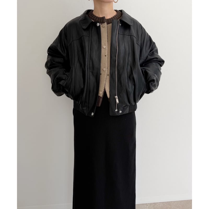 柔らかレザージャケット / black | AMIE