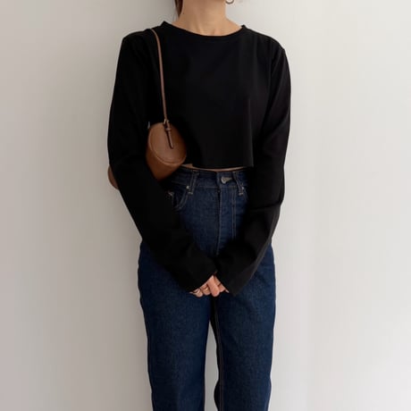 《AMIE original》basic cropped long tee / black