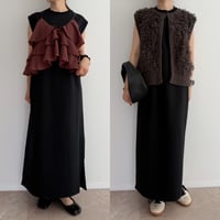 《AMIE original》ワイドショルダーコットンロングワンピース / black