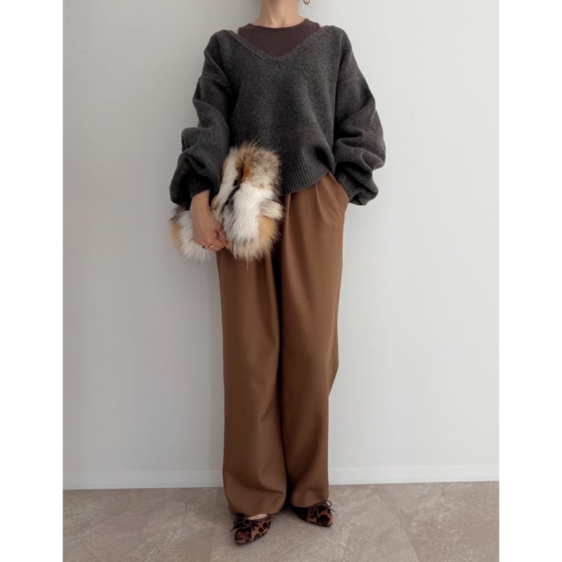 AMIE original》ウエストゴムtuckワイドPT / brown | AMIE