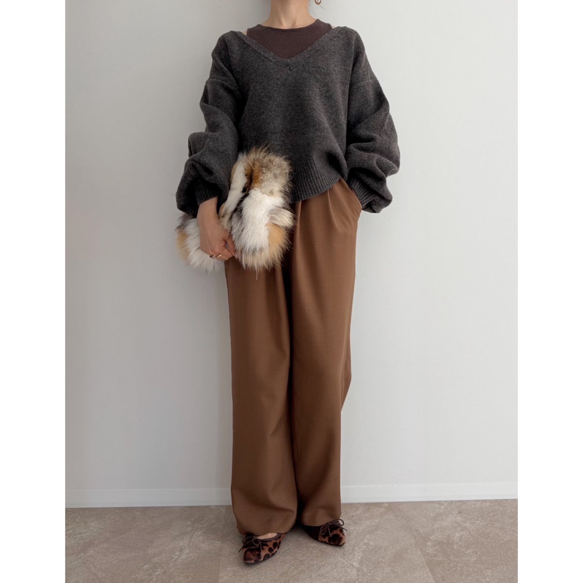 AMIE original》ウエストゴムtuckワイドPT / brown | AMIE