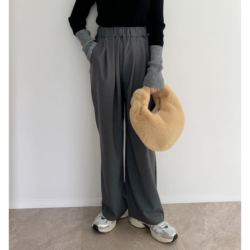 Amie 低身長　ウエストゴムtuckワイドPT ベージュ　美品 AMIE original》ウエストゴムtuckワイドPT / beige | AMIE