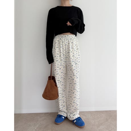 《AMIE original》花柄ワッフルpants / ivory